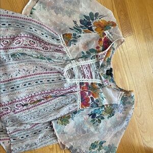 New Directions Floral and Stripe Blouse